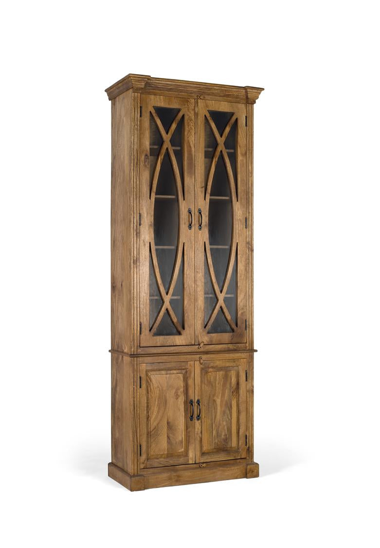 Giner and Colomer - Provencal-Style Mango Wood Display Cabinet (2 Glass Doors, 2 Wooden Doors)