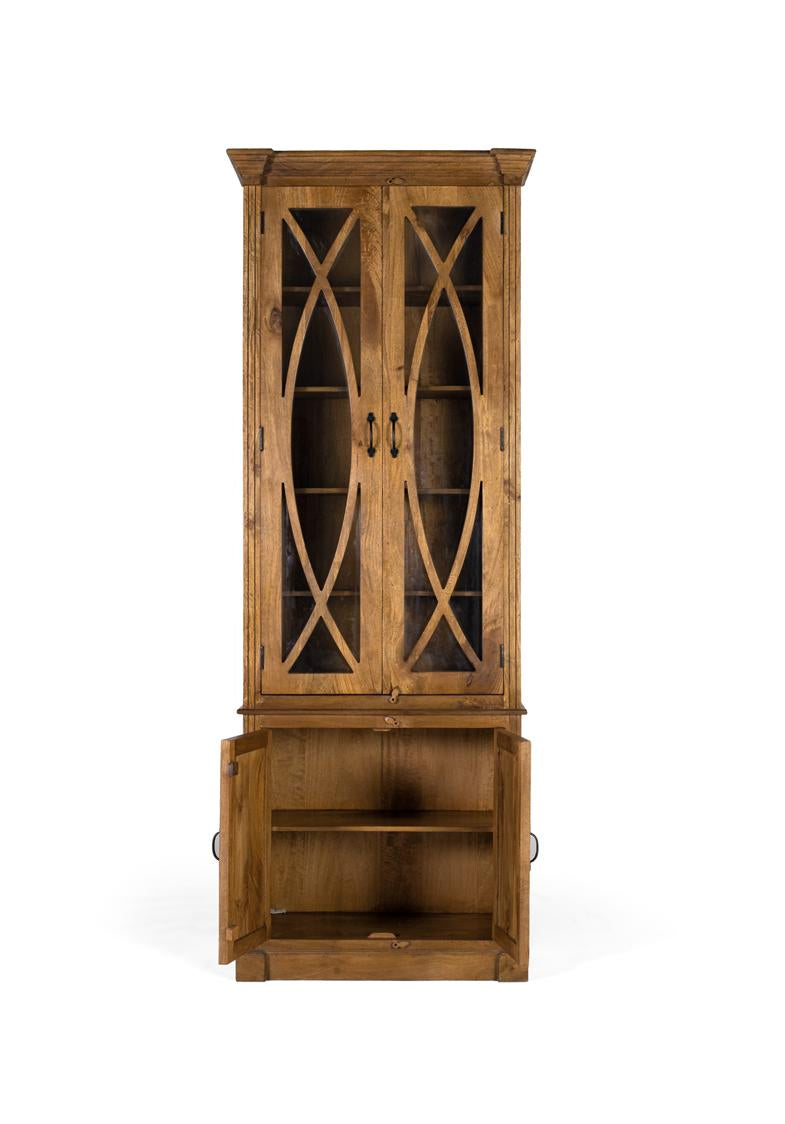 Giner and Colomer - Provencal-Style Mango Wood Display Cabinet (2 Glass Doors, 2 Wooden Doors)