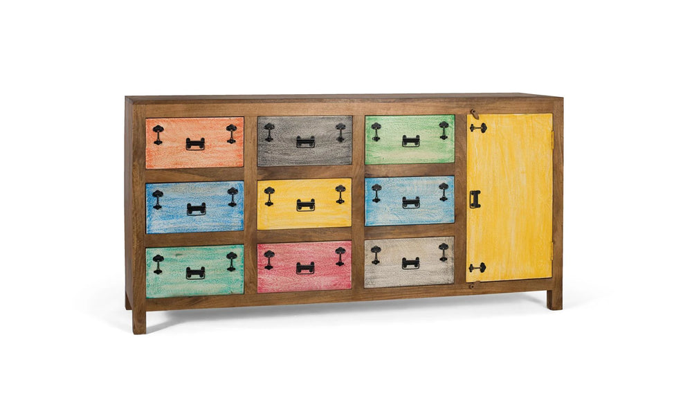 Giner and Colomer - Solid Wood Sideboard (9 Drawers & 1 Door) With Different Colors