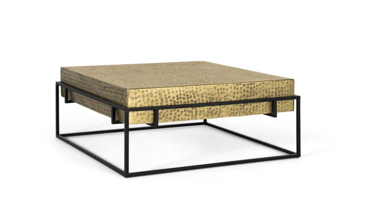 Giner and Colomer - Industrial Square Coffee Table With Die-Cut Gold Surface