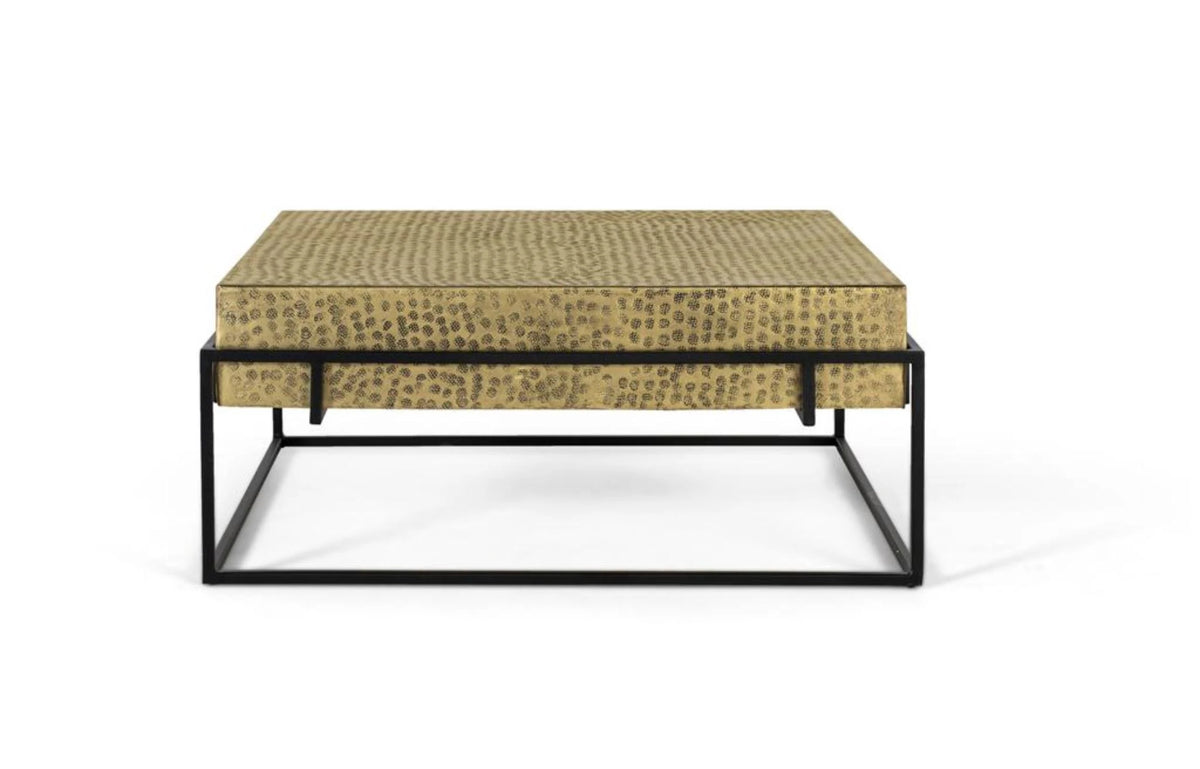 Giner and Colomer - Industrial Square Coffee Table With Die-Cut Gold Surface