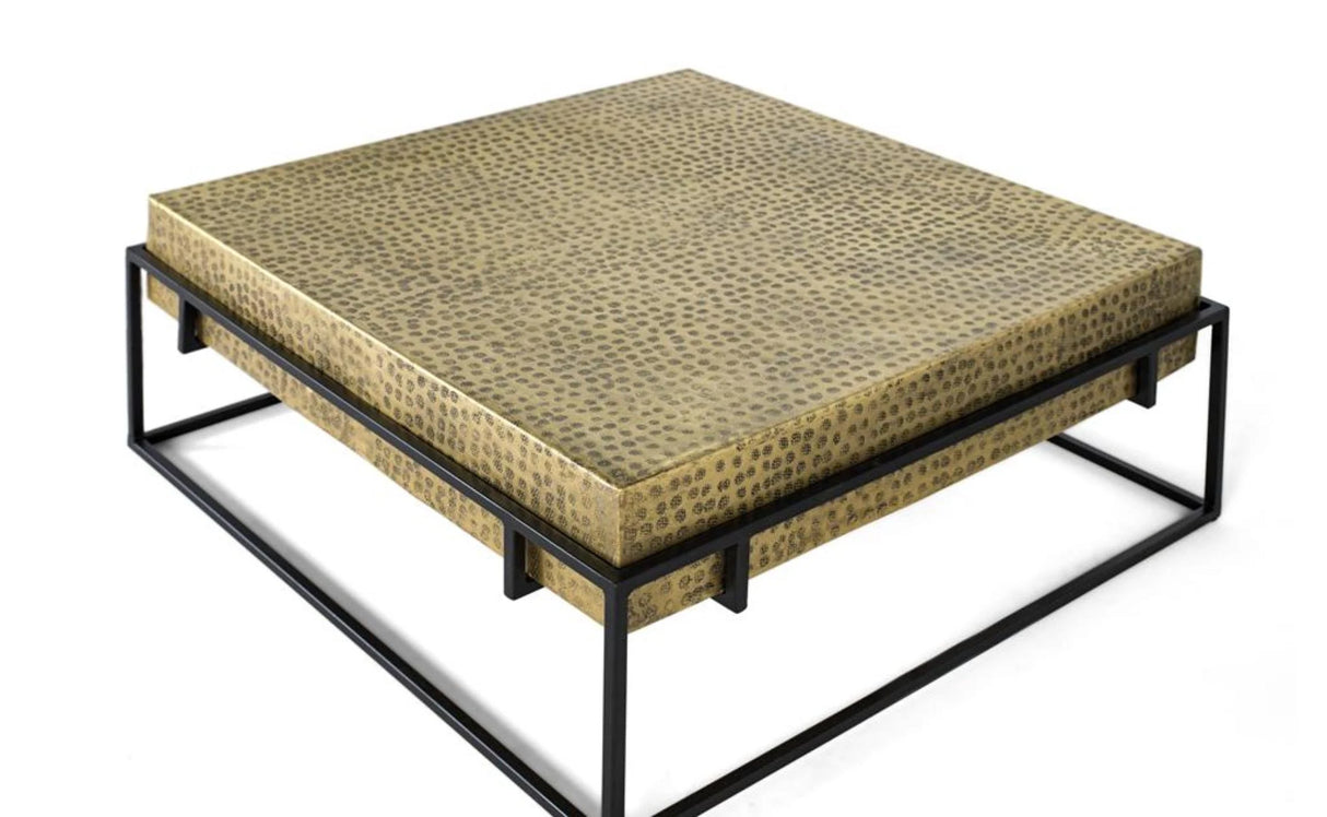 Giner and Colomer - Industrial Square Coffee Table With Die-Cut Gold Surface