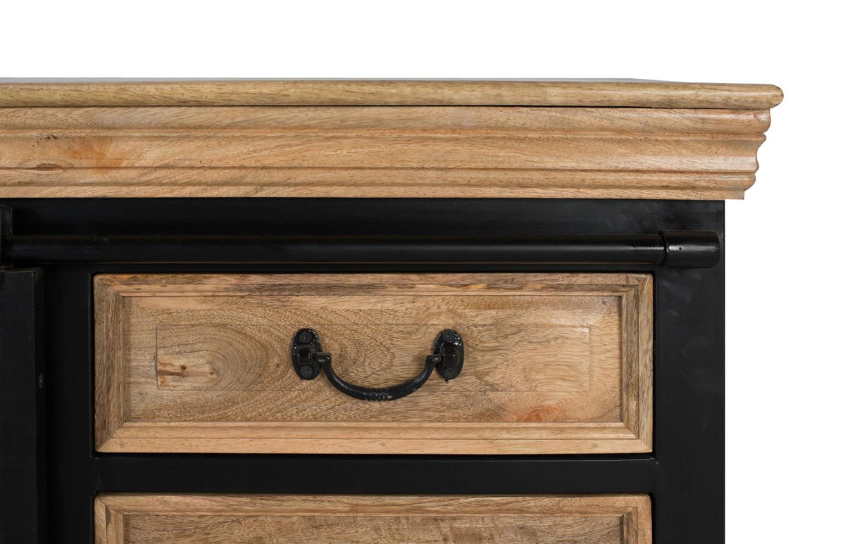 Giner and Colomer - Industrial Mango Wood TV Cabinet (2 Sliding Doors & 4 Drawers)