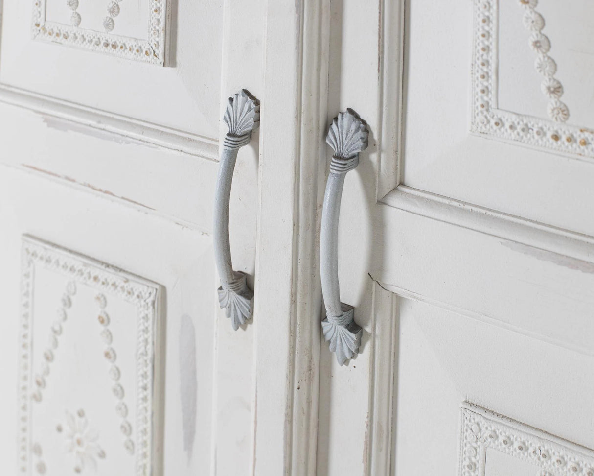 Giner and Colomer - Distressed White Mango Wood Wardrobe With Golden Details
