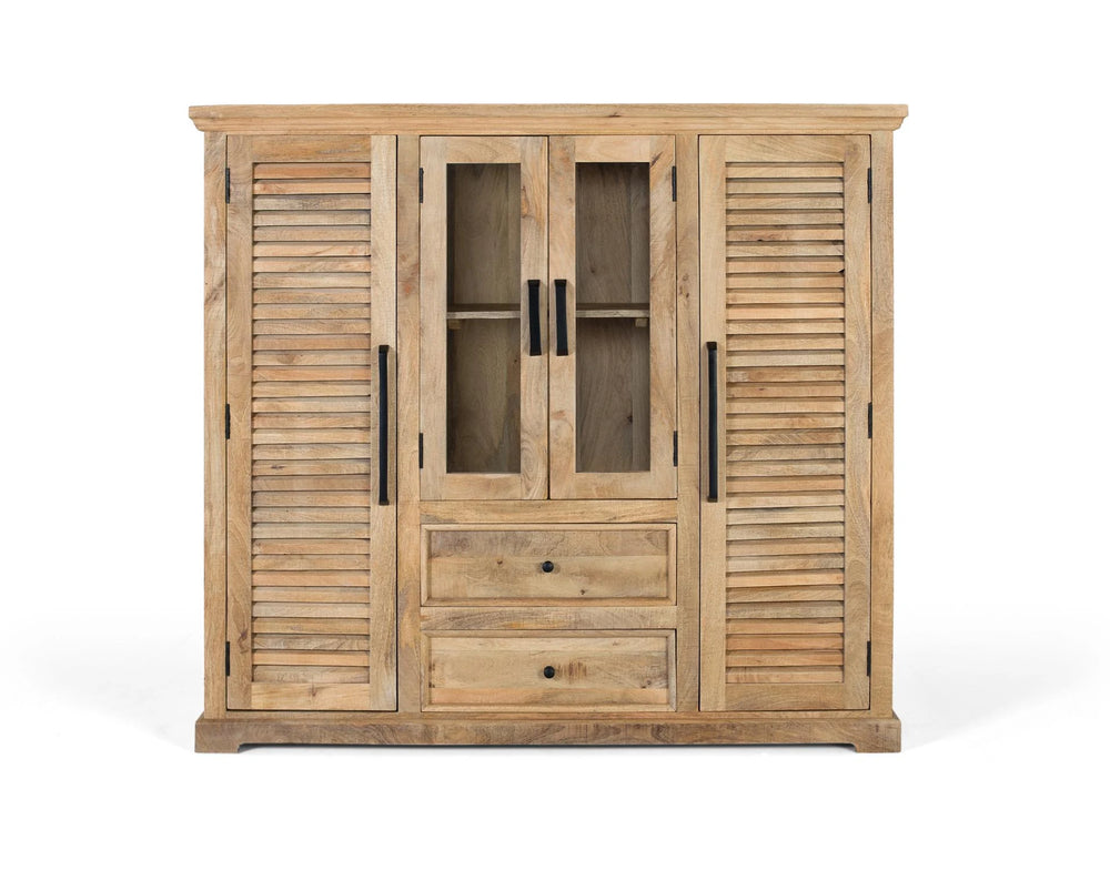 Giner and Colomer - Mango Wood Cupboard (Central Glass Doors, 2 Wooden Side Doors)