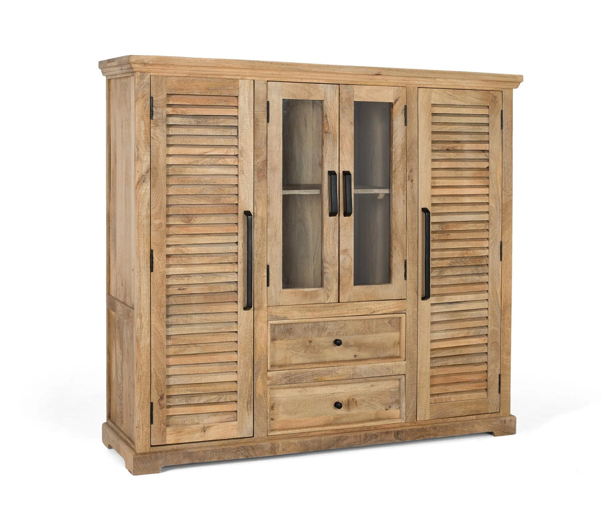 Giner and Colomer - Mango Wood Cupboard (Central Glass Doors, 2 Wooden Side Doors)