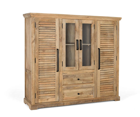 Giner and Colomer - Mango Wood Cupboard (Central Glass Doors, 2 Wooden Side Doors)