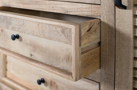 Giner and Colomer - Mango Wood Cupboard (Central Glass Doors, 2 Wooden Side Doors)