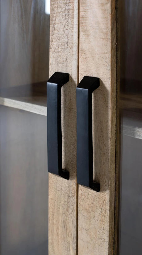 Giner and Colomer - Mango Wood Cupboard (Central Glass Doors, 2 Wooden Side Doors)