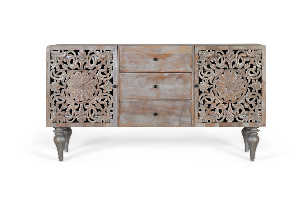 Giner and Colomer - Hand-Carved Mango Wood Sideboard (2 Doors, 3 Drawers)