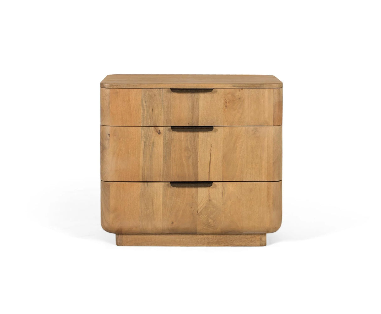 Giner and Colomer - Mango Wood Coffee Table (3 Drawers) With Rounded Corners & Metal Guides