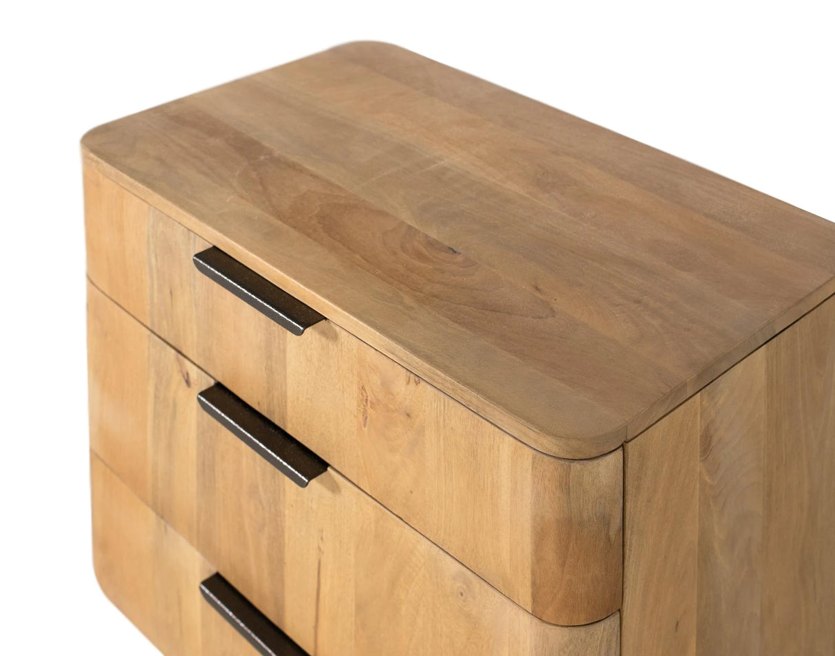 Giner and Colomer - Mango Wood Coffee Table (3 Drawers) With Rounded Corners & Metal Guides
