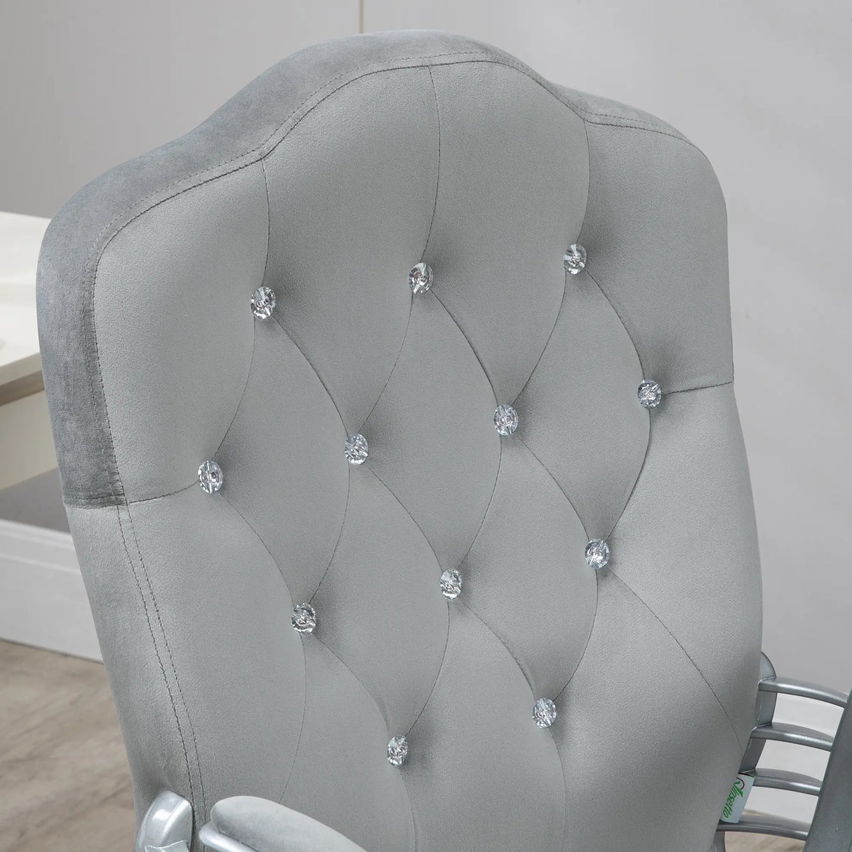 Vinsetto Velvet-Feel Work Chair, with Diamante Back - Grey