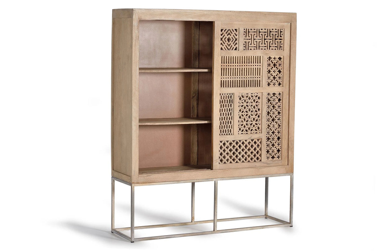 Giner and Colomer - Teak Wood Sideboard With 2 Sliding Doors & Metal Base