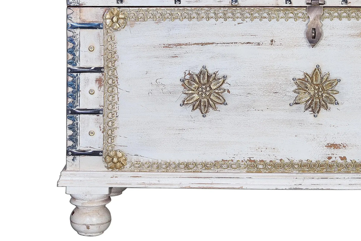 Giner and Colomer - Mango Wood Chest With Bronze Details & Top Opening