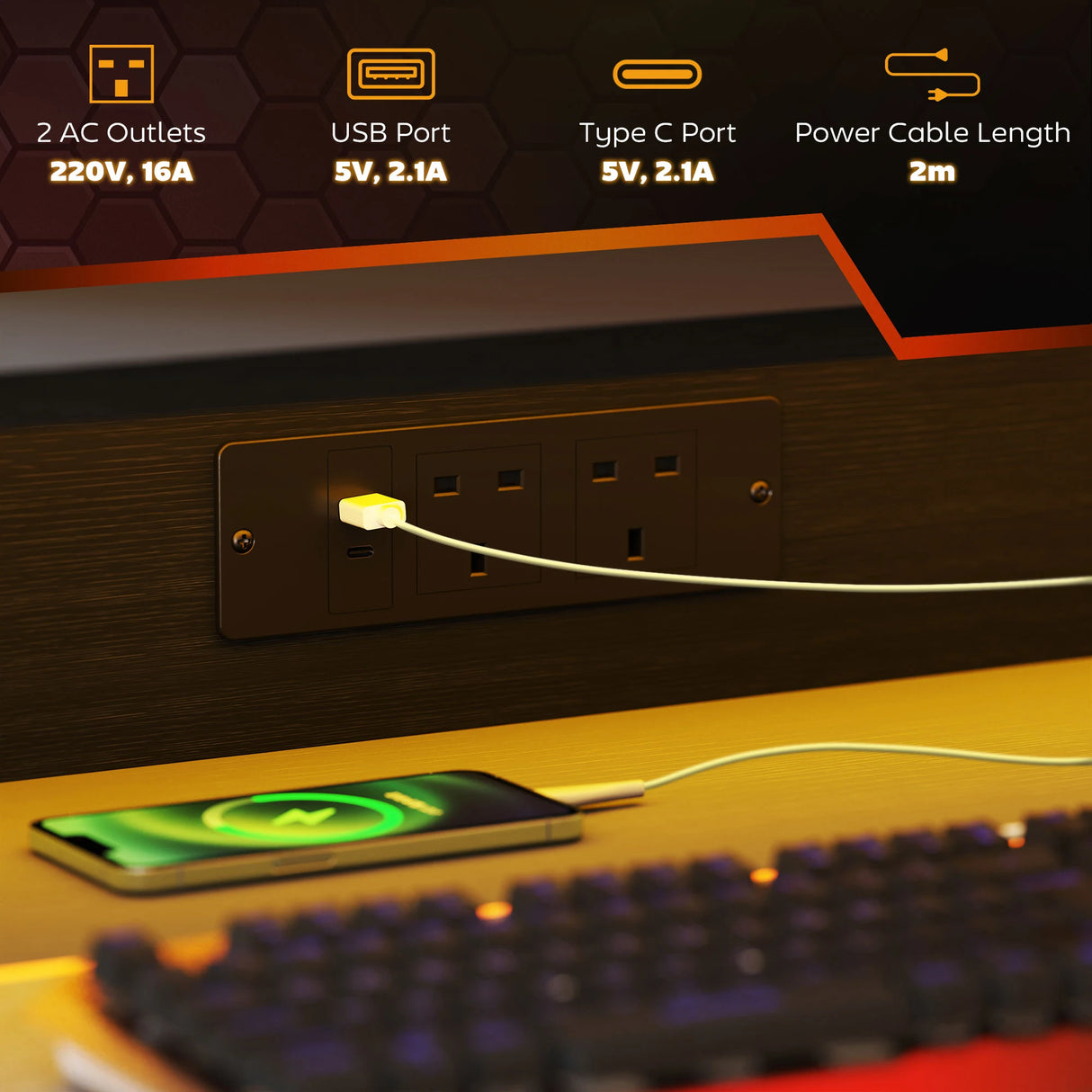 HOMCOM Two-Level LED Gaming Desk - Black