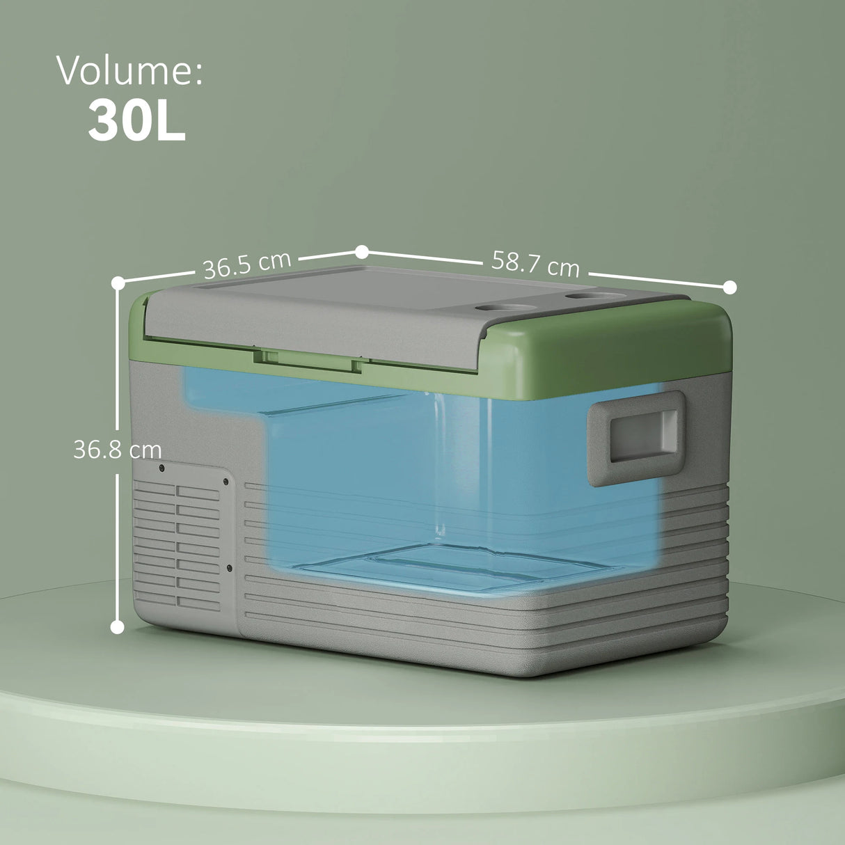 Outsunny 30L Portable Car Refrigerator - Light Green and Grey