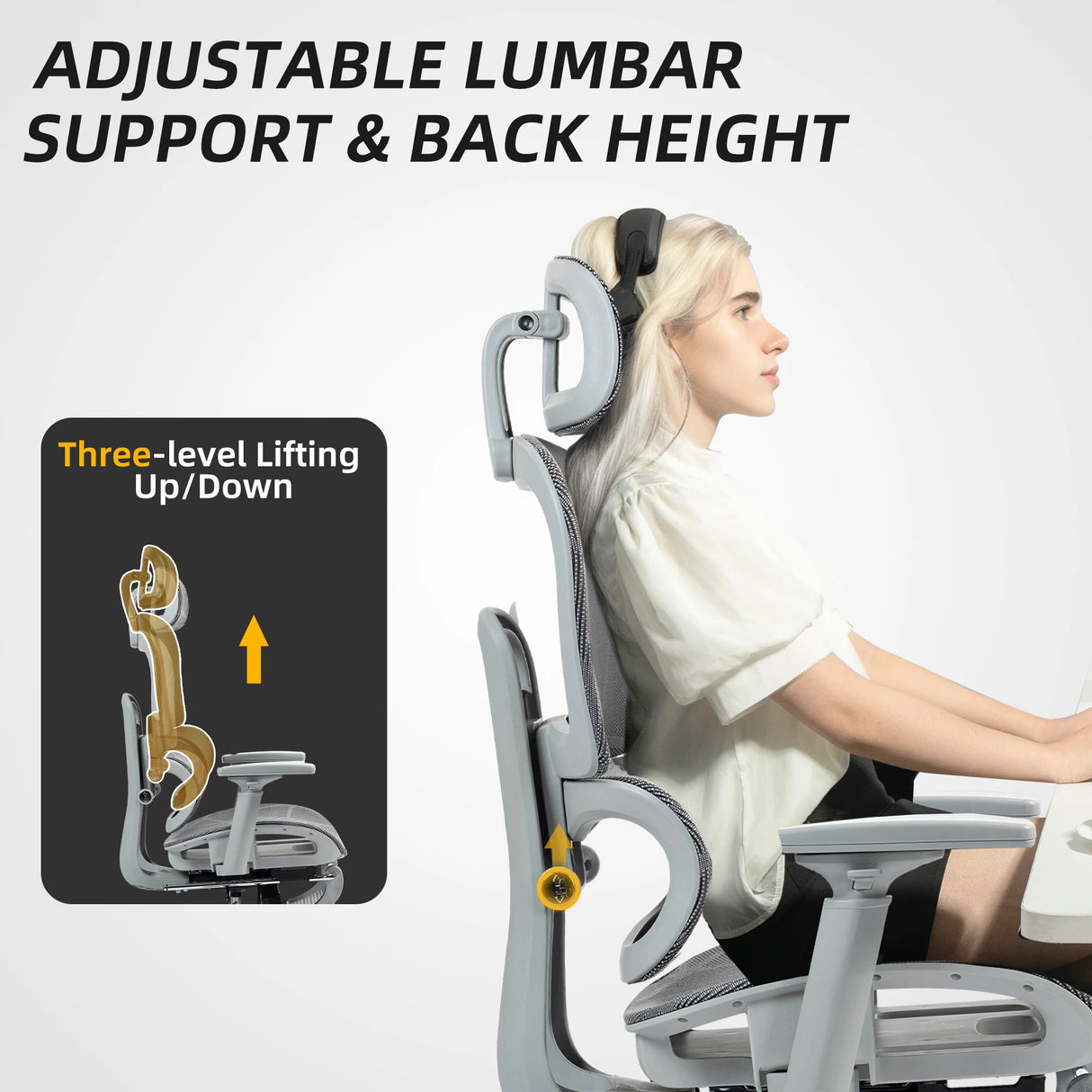 HOMCOM Multi-Adjustable Mesh Office Chair - Grey