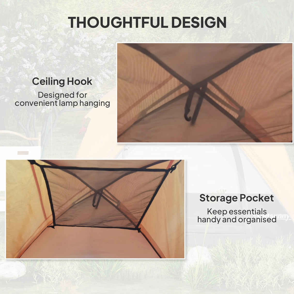 Outsunny 3-4 Person Camping Tent, Easy Set Up Waterproof Dome Tent with Sewn-in Groundsheet, Mesh Windows, Pocket and Hook for Camping, Hiking, Backpacking, Orange and Grey