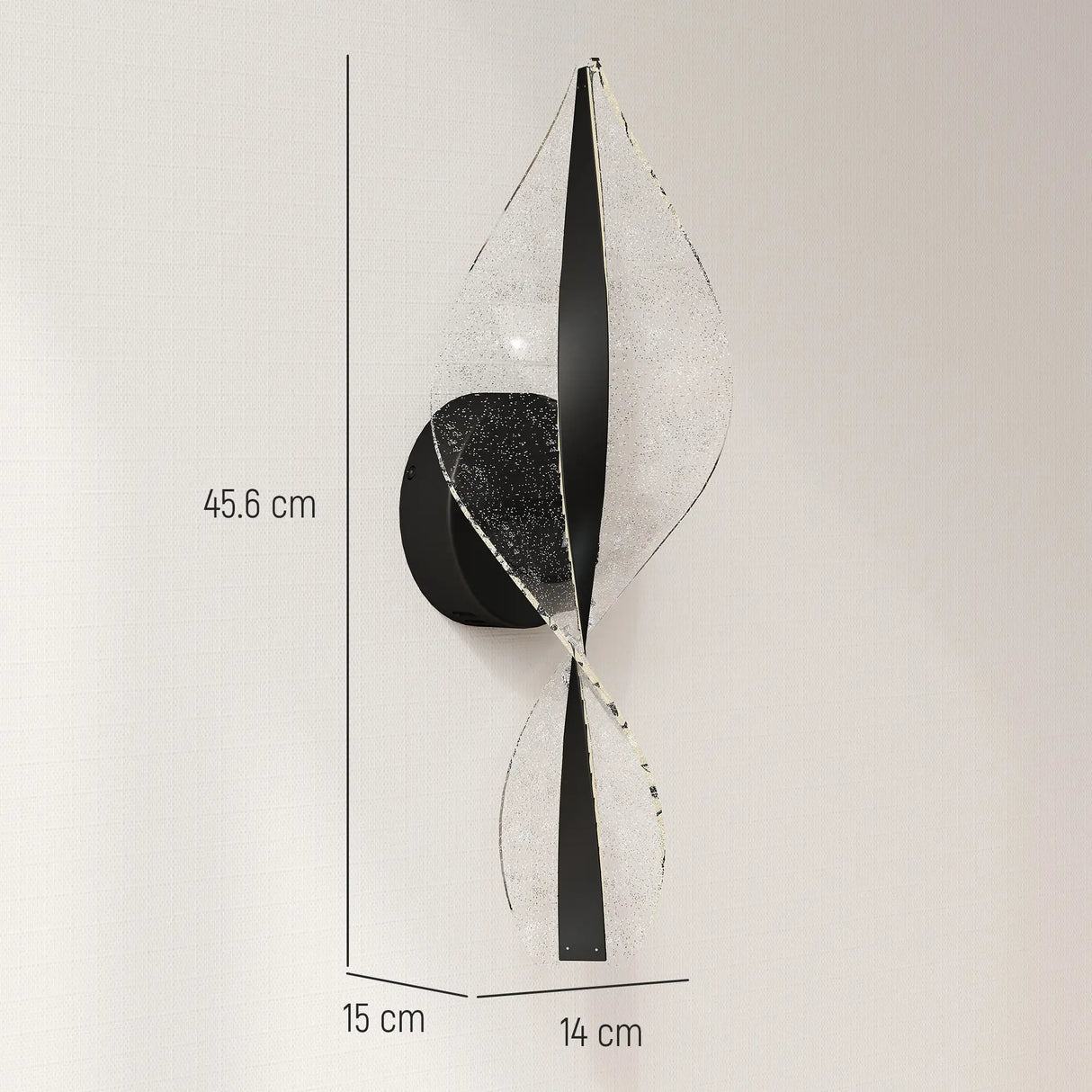 HOMCOM Led Wall Lamp 2 Pack, 13W Modern Indoor Spiral Wall Light, Colour Temperature Adjustable 3000K/4000K/6500K, for Bedroom, Living Room, Hallway, Stairs, Black