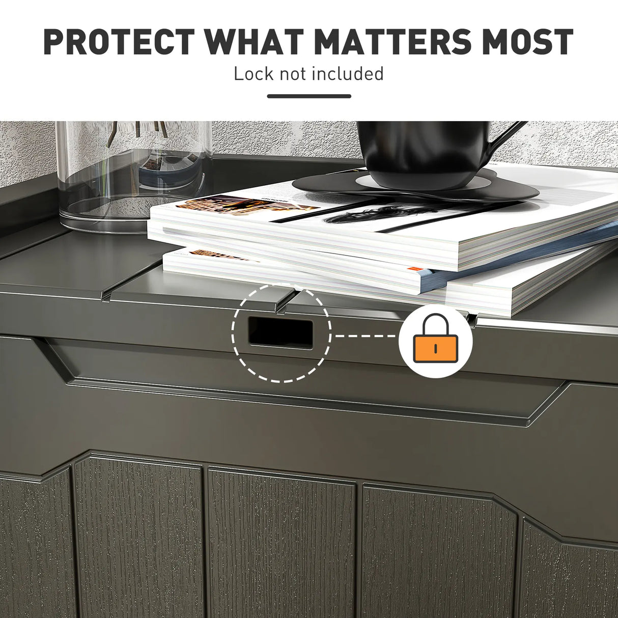 HOMCOM 107 L Plastic Storage Chest with Lid - Charcoal Grey