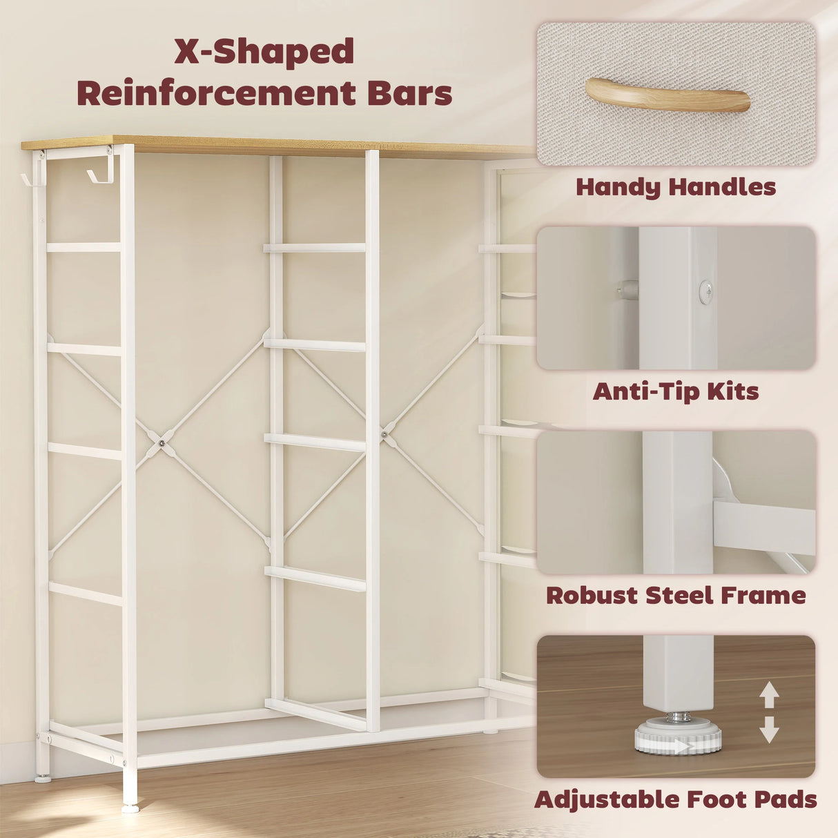 HOMCOM Chest of Ten Fabric Drawers - Beige