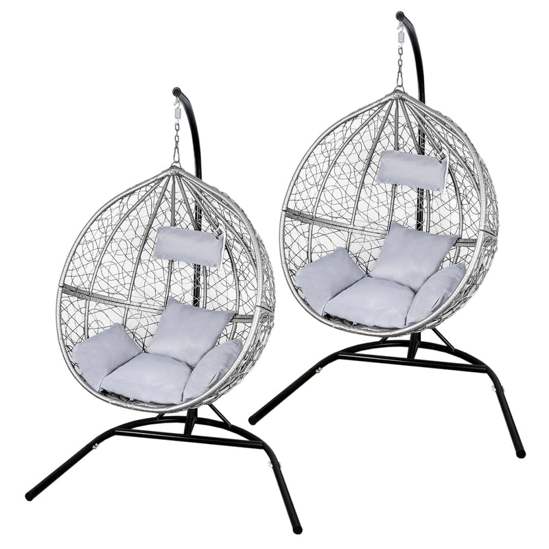Hanging Rattan Egg Chairs x 2 - Grey