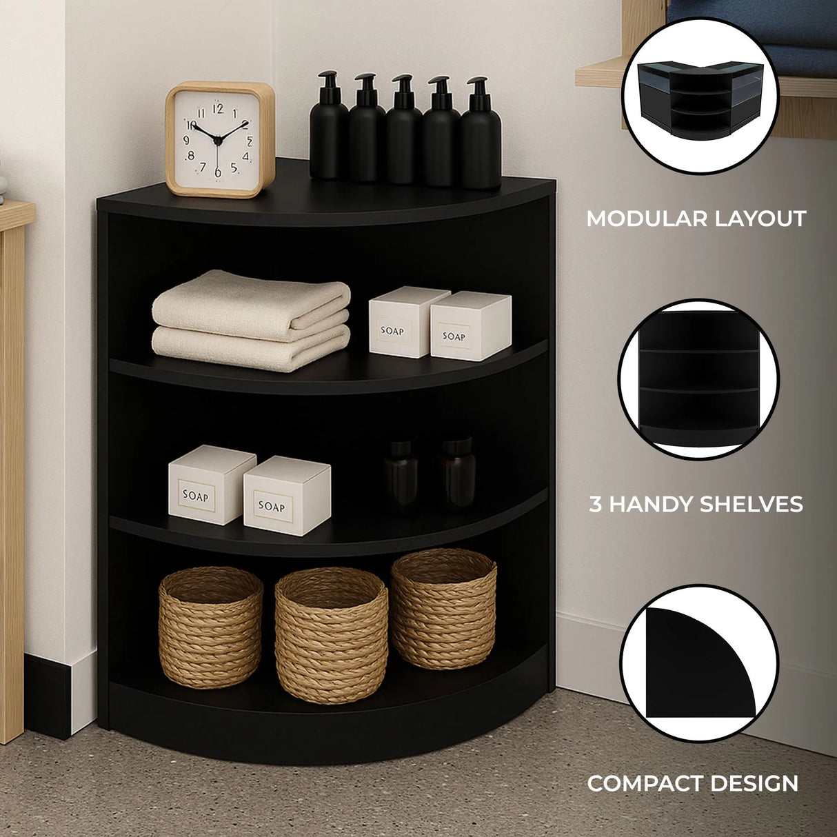 Retail Shop Corner Counter LM60 - Black
