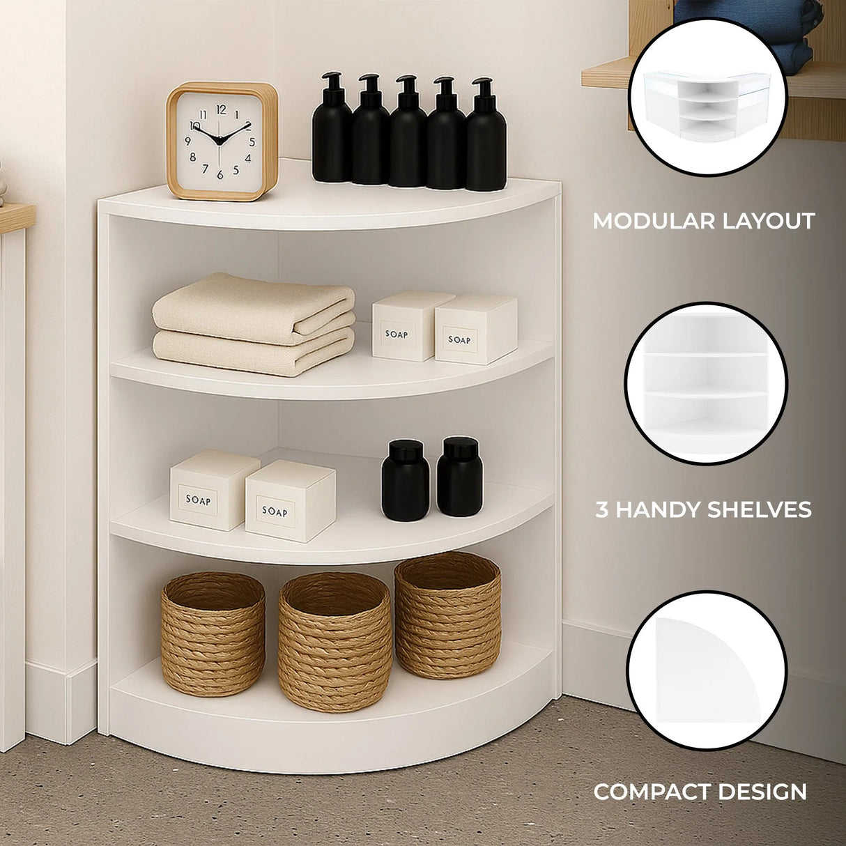 Retail Shop Corner Counter LM60 - White