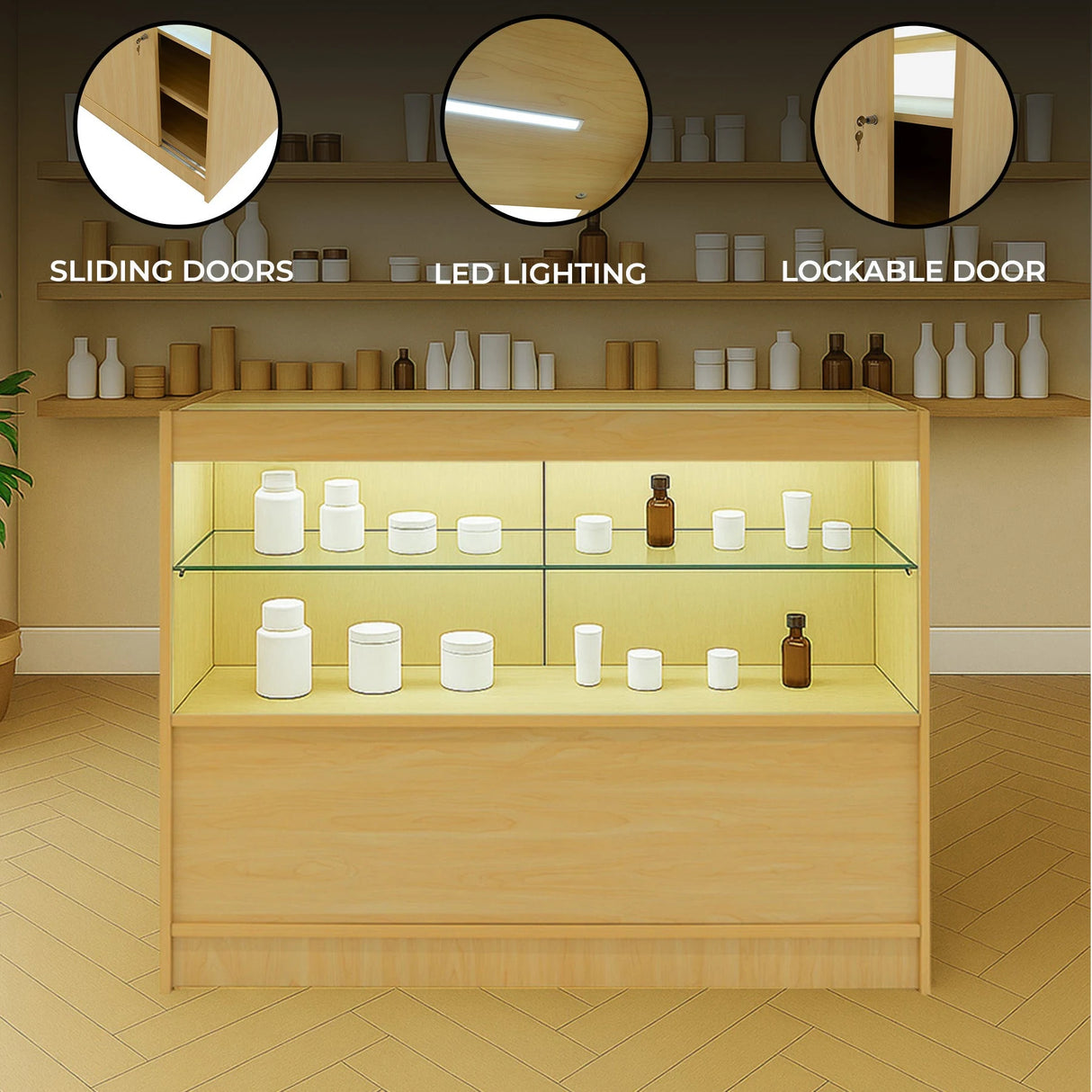 LED Retail Shop Counter C1200 - Maple