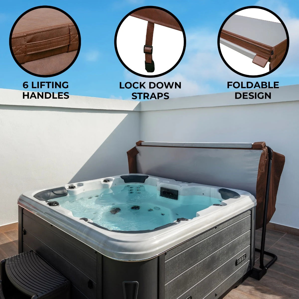 2.1m Hot Tub Spa Cover Brown