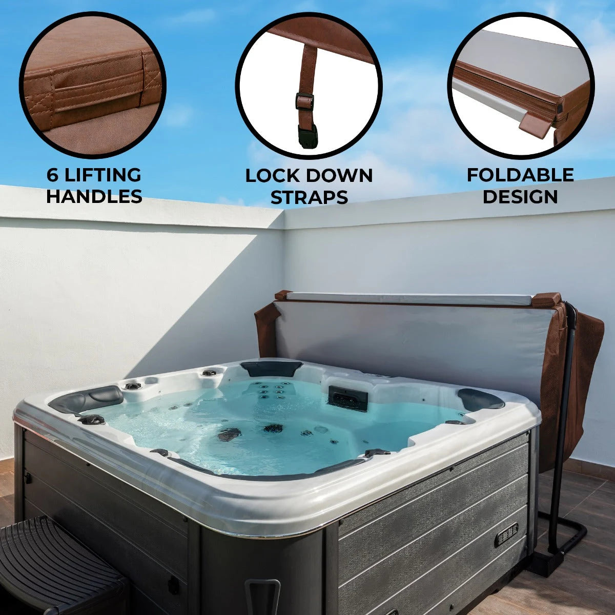 2.2m Hot Tub Spa Cover Brown