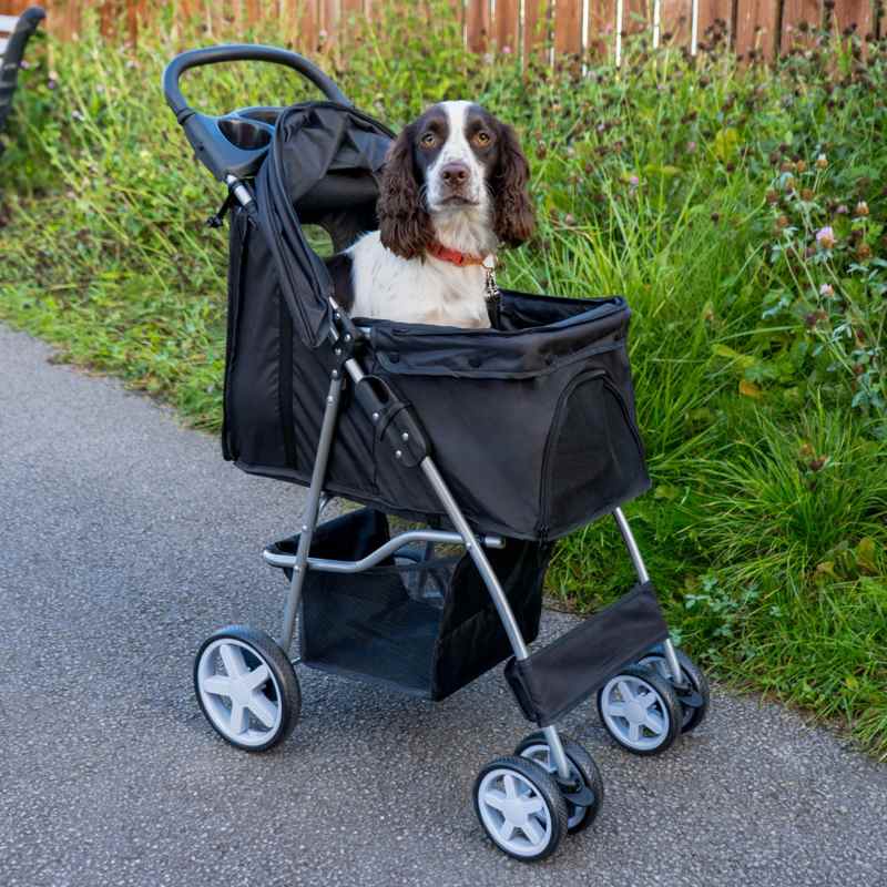 Pet Stroller with Rain Cover Black