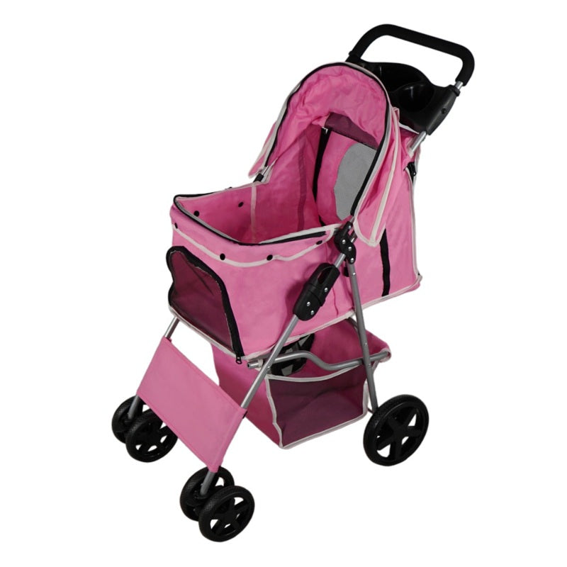 Pet Stroller with Rain Cover Pink