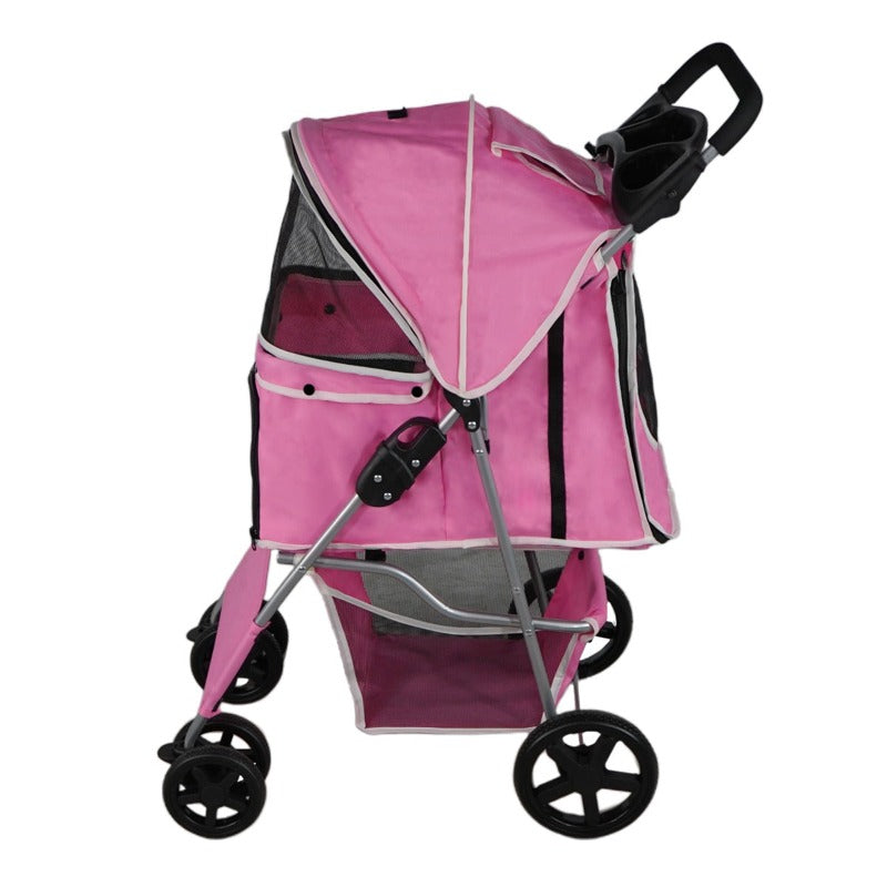 Pet Stroller with Rain Cover Pink