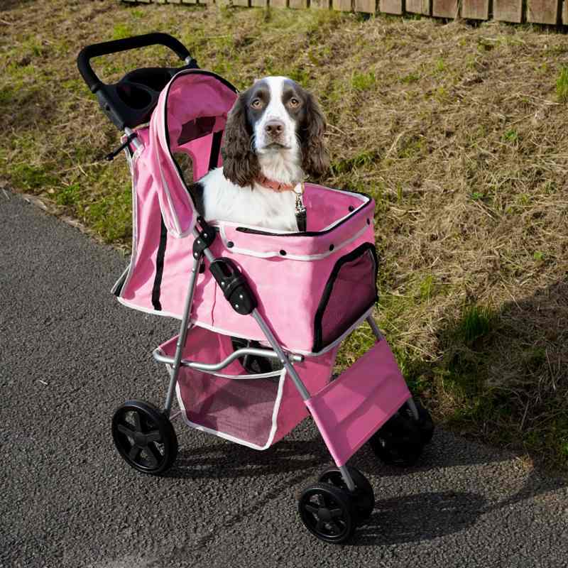 Pet Stroller with Rain Cover Pink