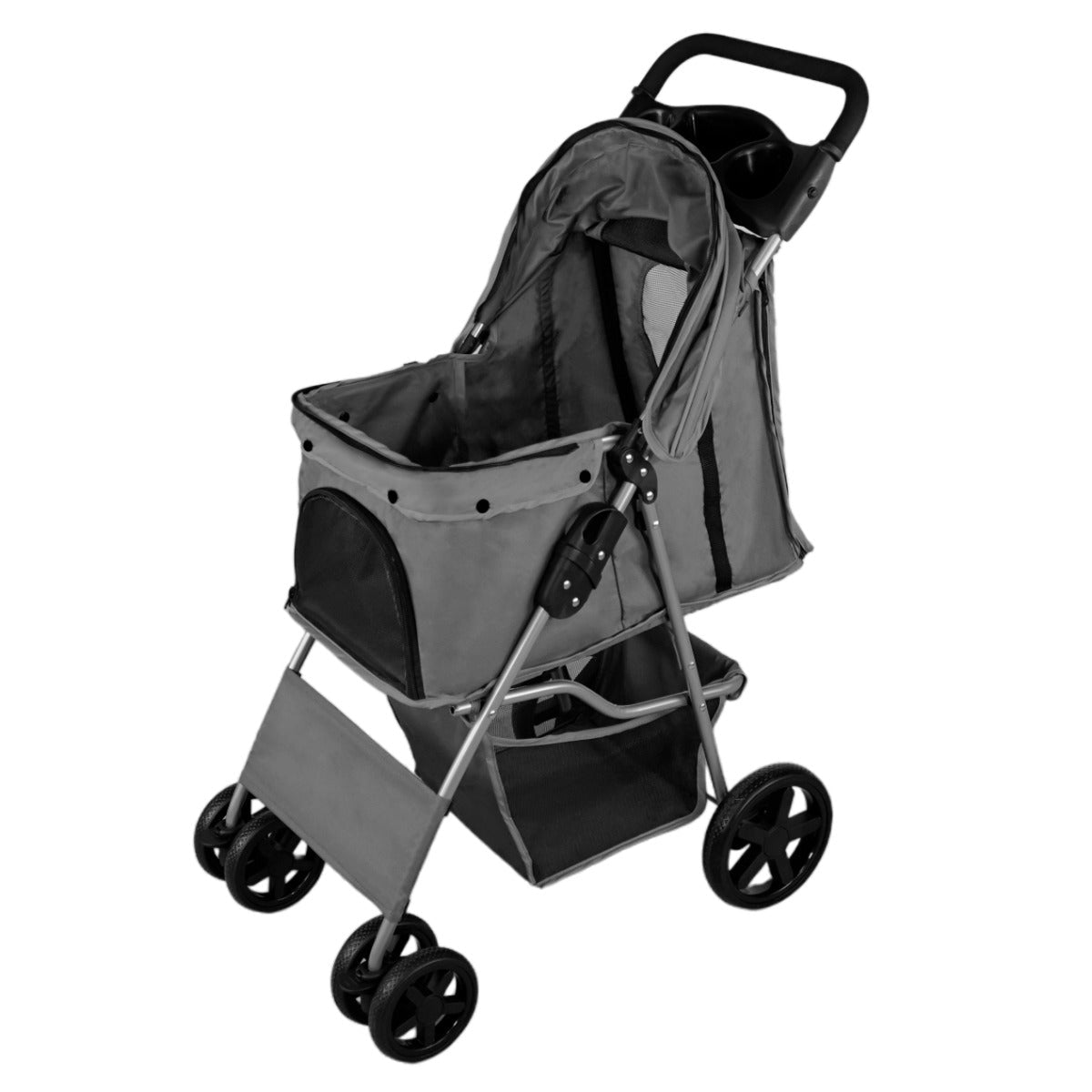 Pet Stroller with Rain Cover Grey