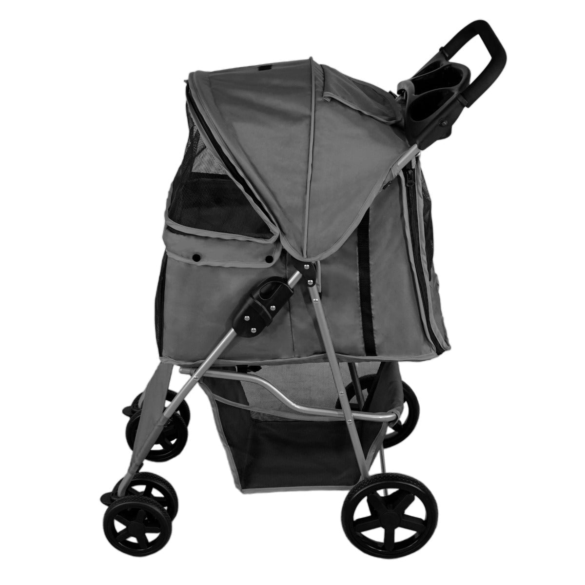 Pet Stroller with Rain Cover Grey