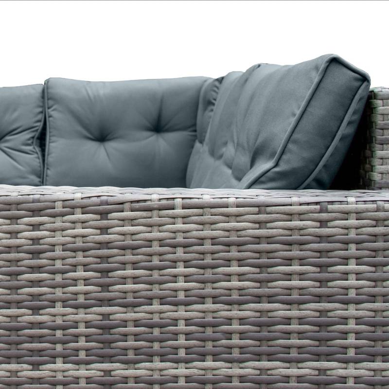 Rattan Corner Set & Storage Box - Grey