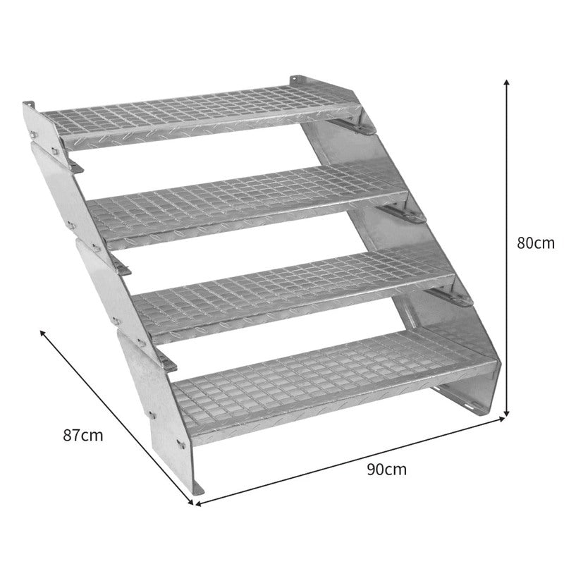 Adjustable 4 Section Galvanised Staircase - 900mm Wide
