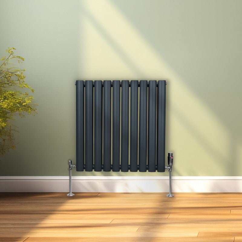 Oval Column Radiator 600mm x 600mm - Anthracite Grey