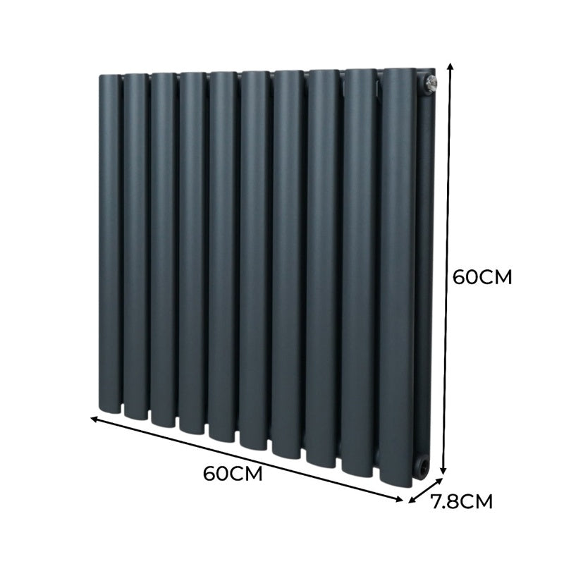 Oval Column Radiator 600mm x 600mm - Anthracite Grey
