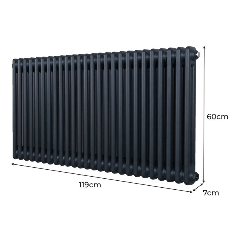 Traditional 2 Column Radiator - 600 x 1192mm - Anthracite Grey
