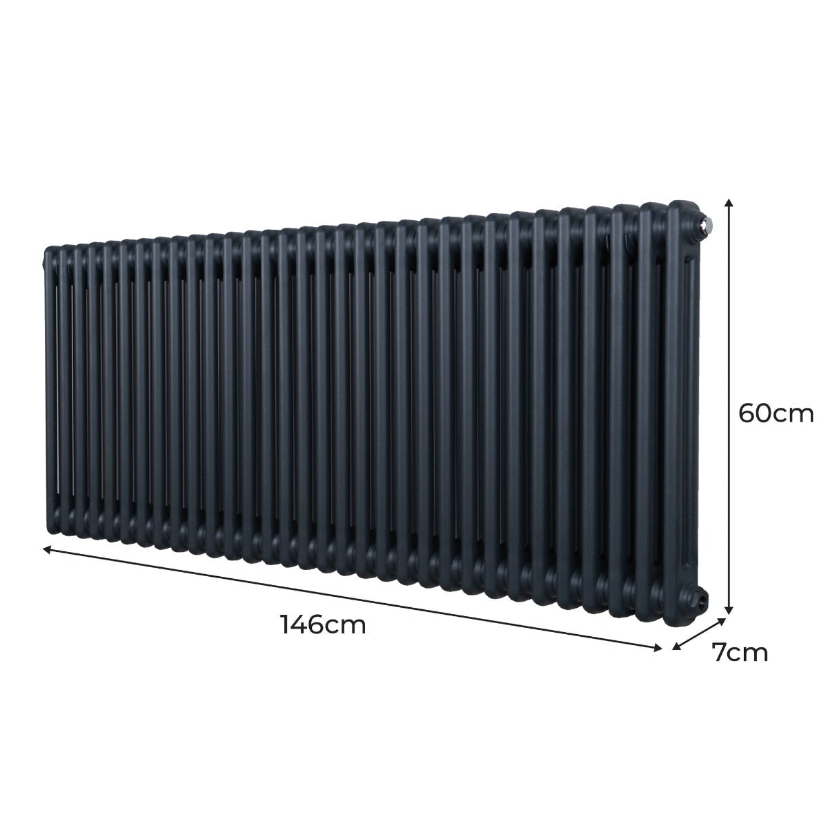 Traditional 2 Column Radiator - 600 x 1462mm - Anthracite Grey