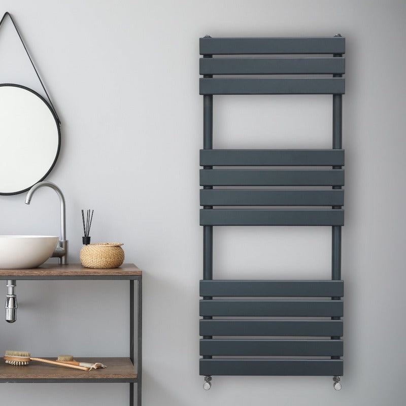 Flat Panel Towel Radiator 1200mm x 450mm Anthracite Grey