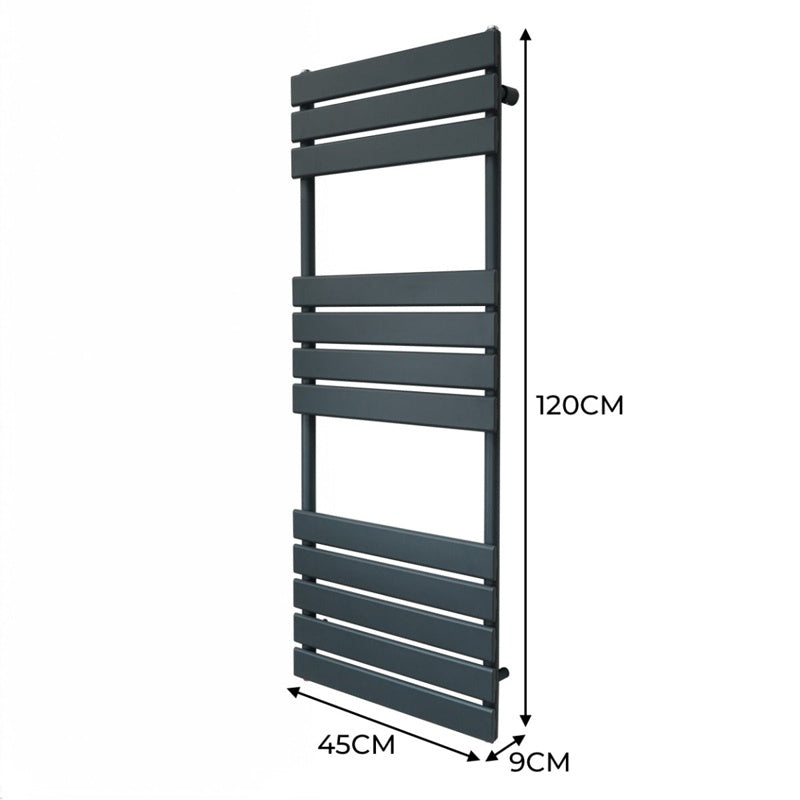 Flat Panel Towel Radiator 1200mm x 450mm Anthracite Grey