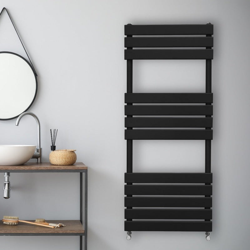 Flat Panel Towel Radiator 1200mm x 450mm Black