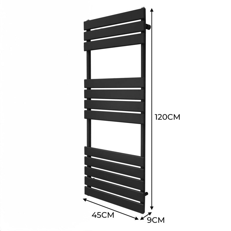 Flat Panel Towel Radiator 1200mm x 450mm Black
