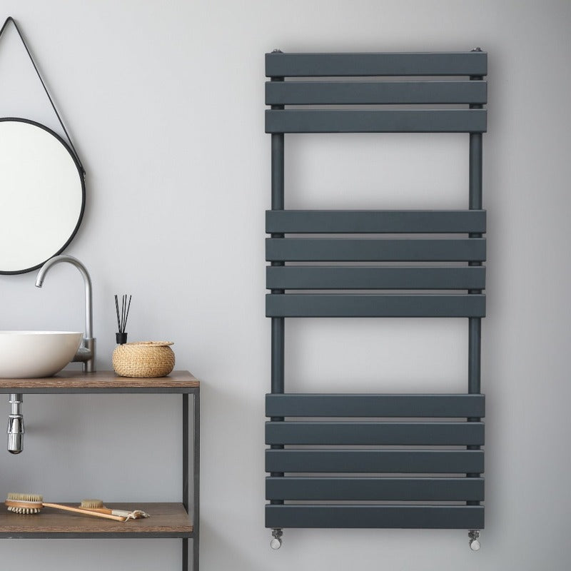 Flat Panel Towel Radiator 1200mm x 500mm Anthracite Grey