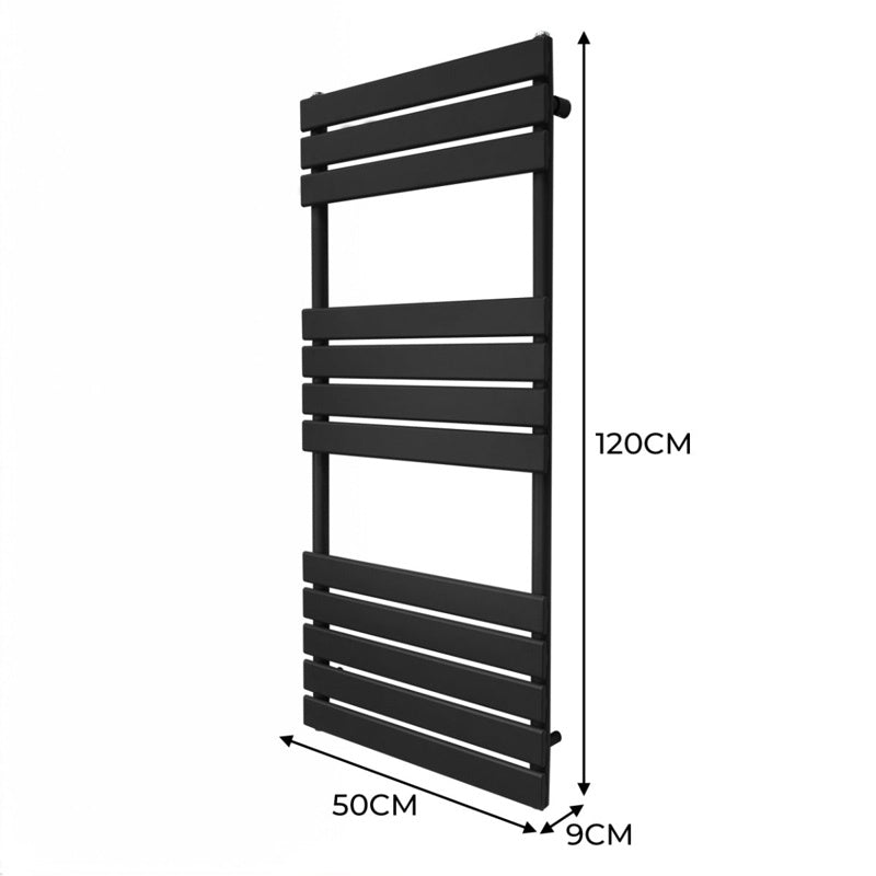 Flat Panel Towel Radiator 1200mm x 500mm Black
